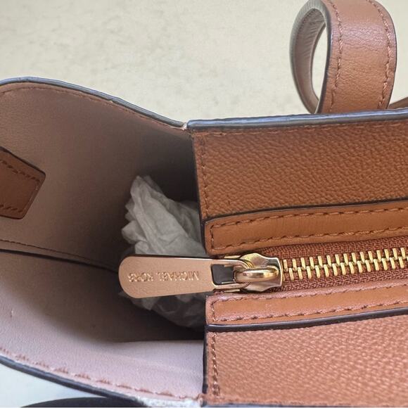 Michael Kors Camel Tan Saffiano Leather Haley Large Tote Bag Purse - Picture 6 of 11